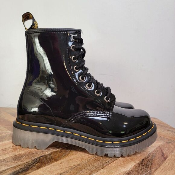 Dr. Martens Shoes - NEW Dr Martens Shiny Black 1460 Iced Sole Boot Women’s 5